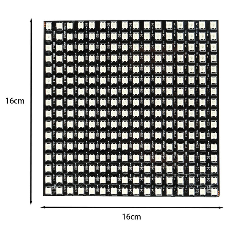 Ieron RGB Panel WS2812B 16 x 16 Pixels, Flexible Module, Individually Addressable Full Colour DC5V Smart Light Display for Creative Installations and Projects