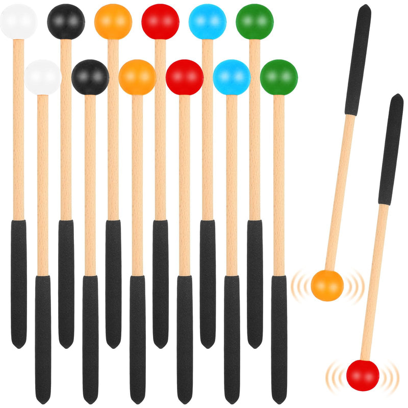 12 Pcs Xylophone Mallets 9.06 Inch Wood Drum Mallets with Rubber Handle Xylophone Sticks for Glockenspiel Marimbas Tongue Drum Xylophones Woodblock