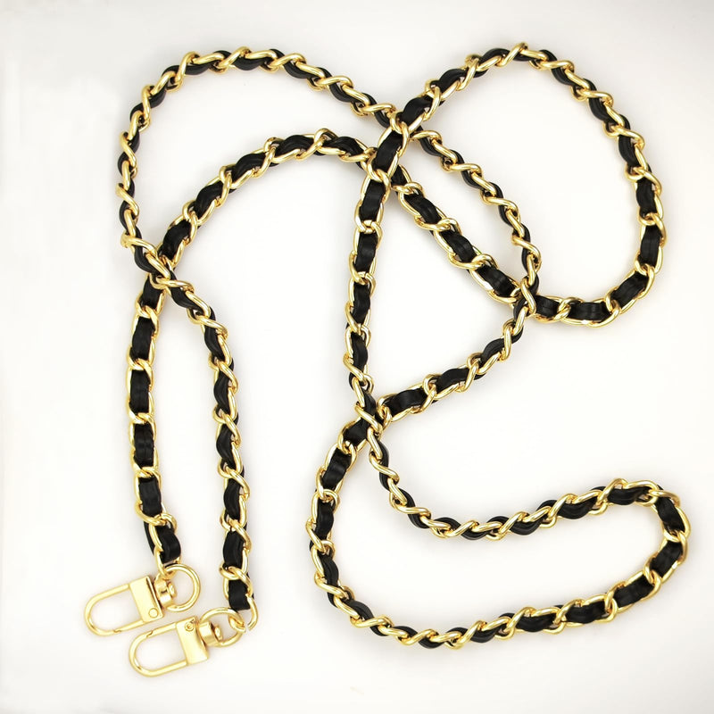 2PCS Cell Phone Chain Crossbody,Phone Lanyard,47.2" Metal Chain with Leather Strap for IPhone Case Black-47inch