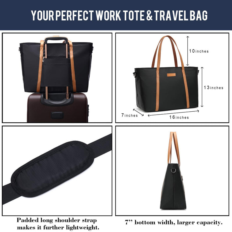 Tote Bag for Women, Bags for Women Teacher Work 15.6 Laptop Bags Beach Handbag Black