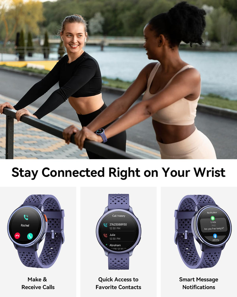 Quican Smart Watch for Women & Men, Compatible with iPhone & Android | 1.27" Fitness Tracker with Bluetooth Calling, AMOLED Display, Heart Rate & Sleep Tracking, 2 Bands, Perfect Smart Gift