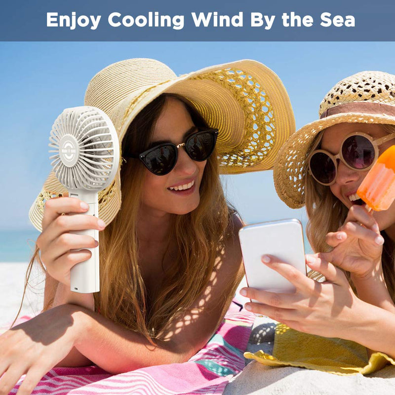 Handheld Fan, EasyAcc 2022 Upgraded Portable Fan [ 4 Speed Quiet Powerful Hand Fan] 3-17 Hours Battery Operated Fan, One Touch Power Off Foldable USB Desk Fan Personal Fan for Home Travel Outdoor 3-17 Working Hours White