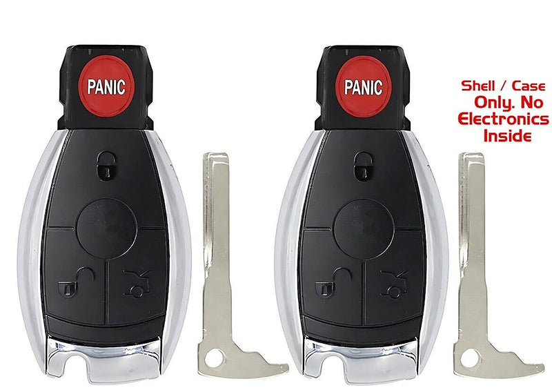 2X New Replacement Remote Key Fob Shell / CASE Compatible with & Fit for Mercedes Benz Vehicles - MPN KR55WK49046-01 (NO Electronics or Chip Inside)