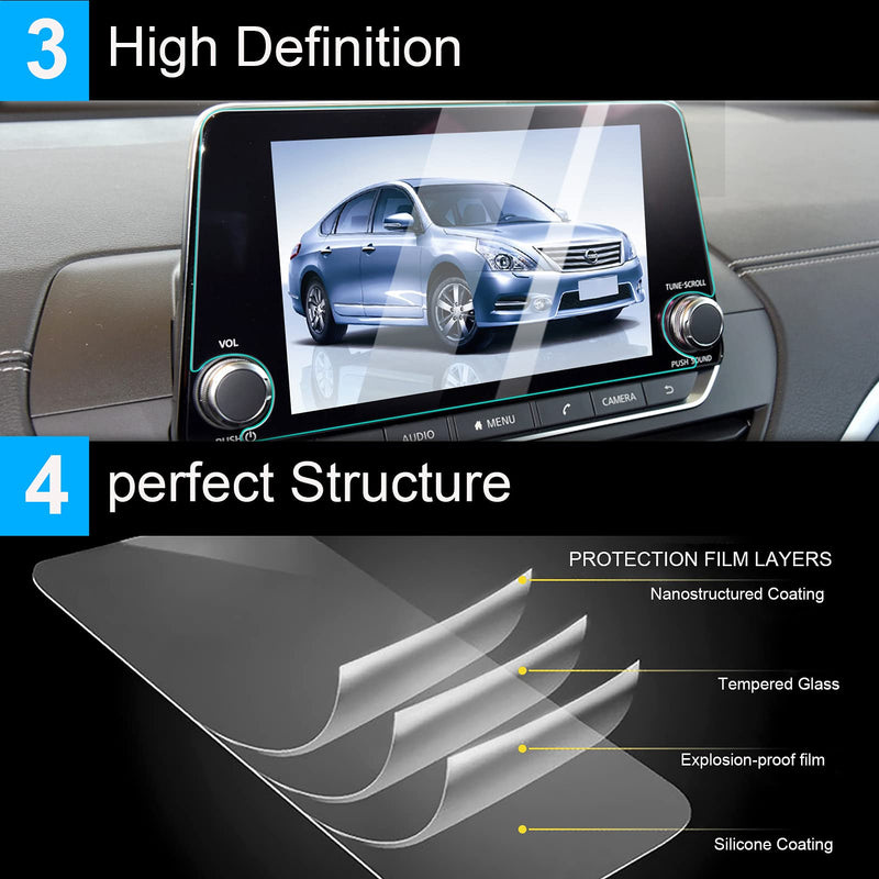 TTCR-II Navigation Display Screen Protector For Nissan Altima 2019-2021 and For Sentra 2020-2021, Console Touchscreen Protector With 8-Inch, Tempered Glass Protective Film (For 8" Altima/Sentra) For 8" Altima/Rogue/Sentra