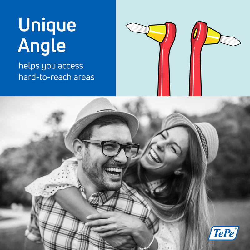 TePe Interspace Angled Soft Toothbrush for Braces with Single-End Tuft and Removable Head, 12 Pack