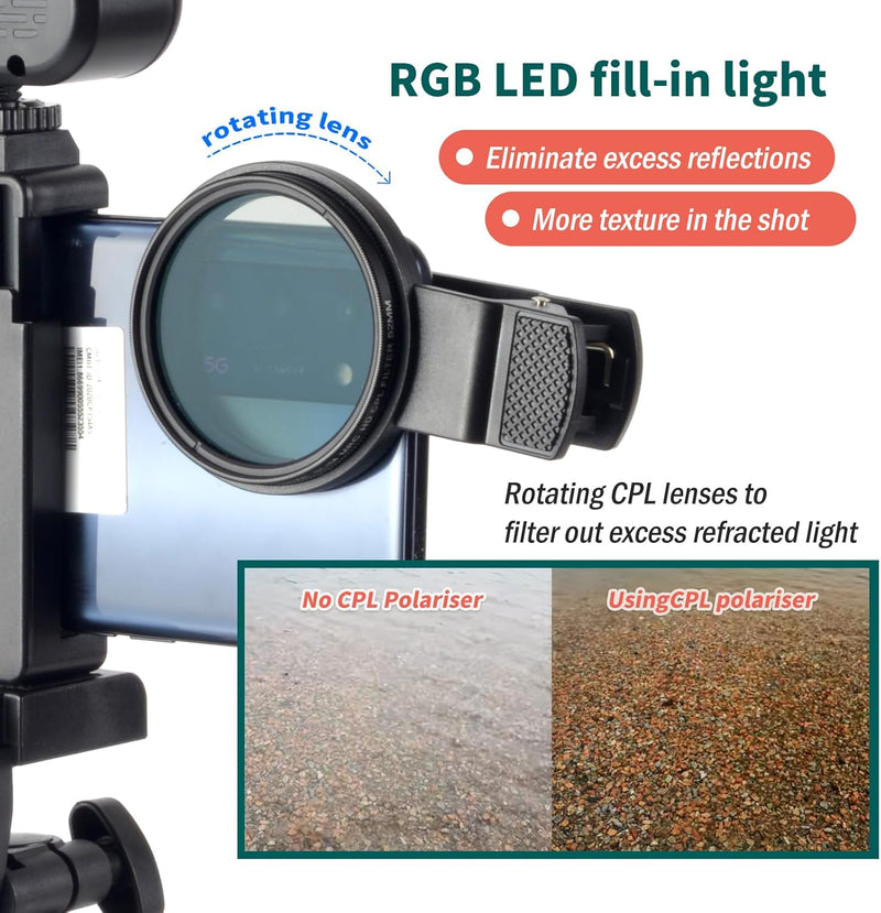 [AUSTRALIA] - YouTube Starter Kit,Vlogging Kit for iPhone Android Phone,Content Creator Kit for Blogger Vlogging Camera Kit with MicrophoneLED lightCPL lensRemote Control 