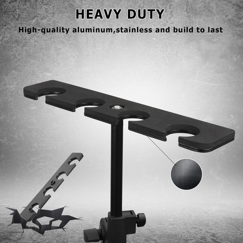 [AUSTRALIA] - Multi Mic Holder for Mic Stand, Multiple Microphone Organizer and Display for Wired and Wireless Mics, Hold Up to 4 Microphones, Aluminum, Black 