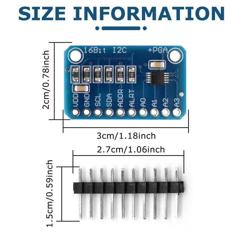 [AUSTRALIA] - QIQIAZI 5 Pieces 16-bit 4-Channel ADC for Analog to Digital Converter Arduino Compatible Development Board Module Analog to Digital Converter 