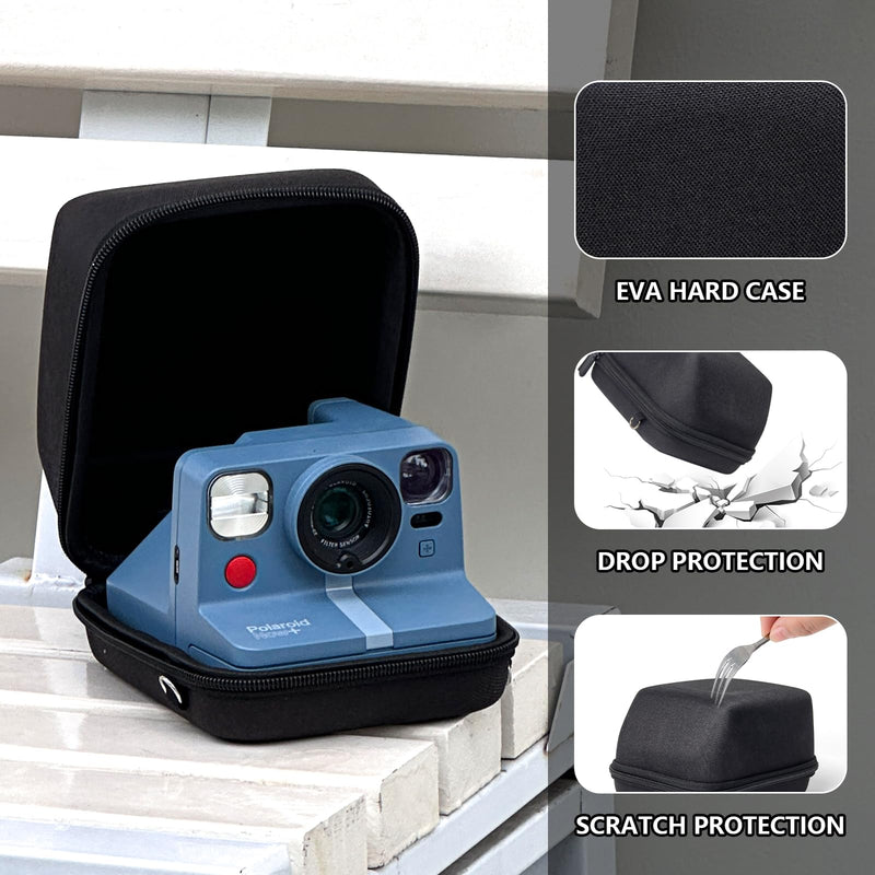 [AUSTRALIA] - WOGOZAN Camera Case Kit for Polaroid Now 2nd/3rd, Now+ Gen 2/3rd, I-Type, OneStep, FILP, Instant Camera, Protective Case with Lens Cap and Lens Cover Sticker, 28 Photo Album (Black) (No Camera) Black 