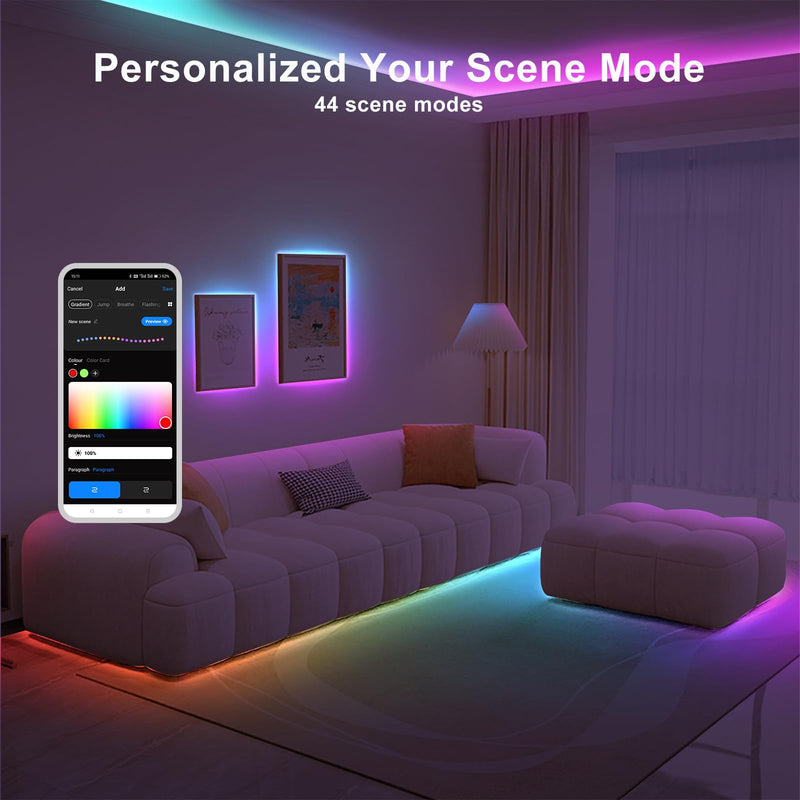 [AUSTRALIA] - Tatazone 32.8ft RGBWW+IC WiFi Smart Flowing Led Strip Light, RGB Chasing Effect+Tunable White 3000K-6500K Led Lights Compatible with Alexa and Google, Color Changing, Music Sync for Bedroom 