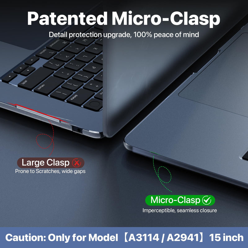 [AUSTRALIA] - for MacBook Air 15 inch Case M3 M2 2024 2023 [Exclusive Midnight, Dazzle Boldly] [Outshine Bare Beauty] Hard Shell Protective Cover for Laptop Model A3114 A2941 - Crystal Midnight 