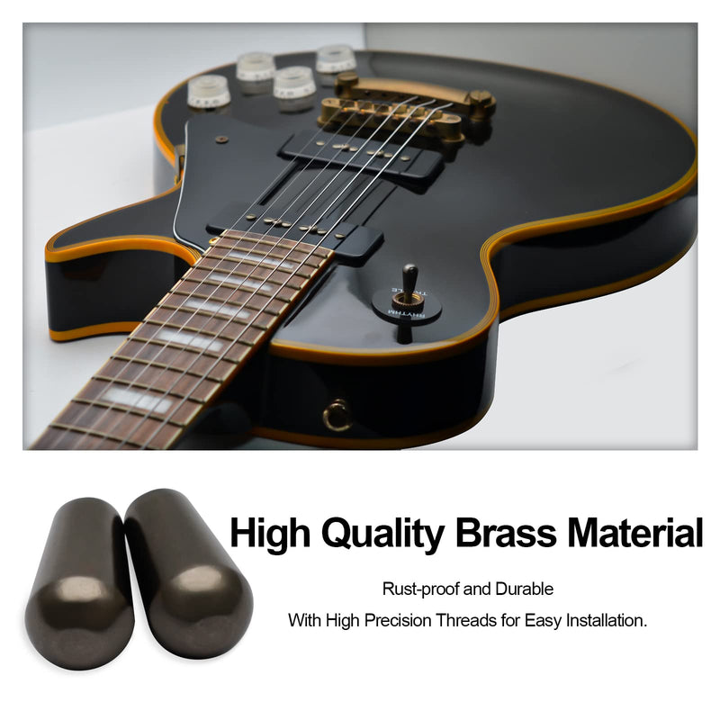 2PCS USA Threaded SAE 8-32 Brass LP Guitar 3 Way Toggle Switch Tip Pickup Switch Knob Fits Gibson Les Paul/Switchcraft Switch (Black) Black
