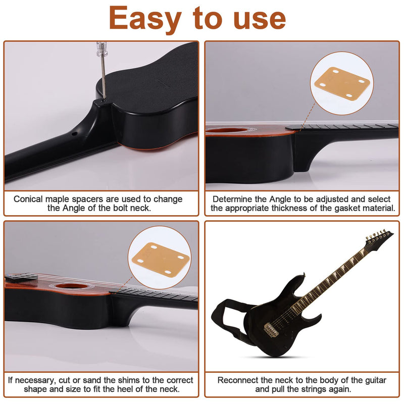 3pcs Guitar Neck Shims, Plastic Guitar Neck Plate for Guitar Neck Protection with 3 Taper 0.25°, 0.5° and 1° Guitar Neck Gasket for Bass Electric Guitar Neck Protection and Repair (Khaki)