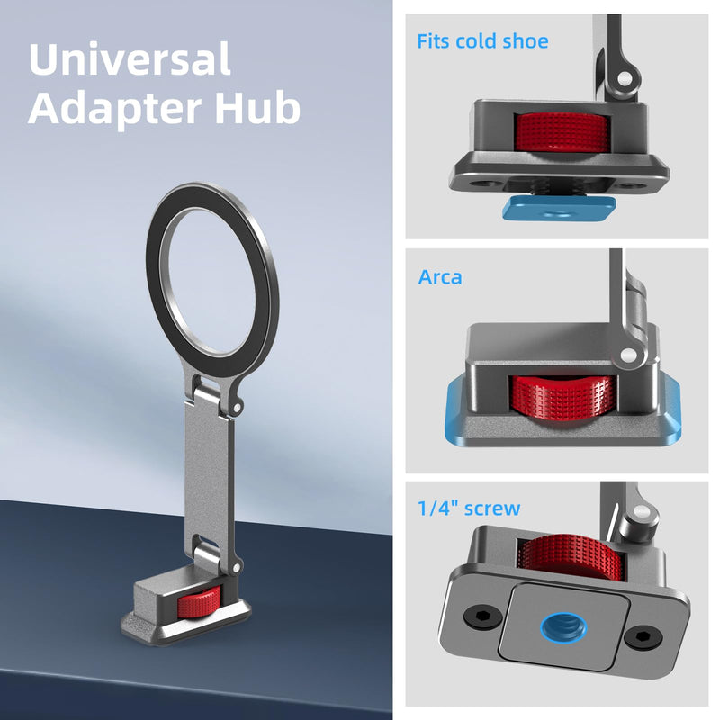 BRDRC Cold Shoe Phone Mount with Arca Port, Tripod Mount for MagSafe Magnetic Hot Shoe Adapter with 1/4" Screw Hole for DJI Ronin Samsung Canon Nikon DSLR Photography Accessories