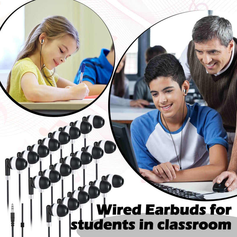 Kids Bulk Earbuds for Classroom School 100 Pack,Wired 3.5mm Jack | Classroom School Wholesale Students Perfect for School Classroom Libraries Black