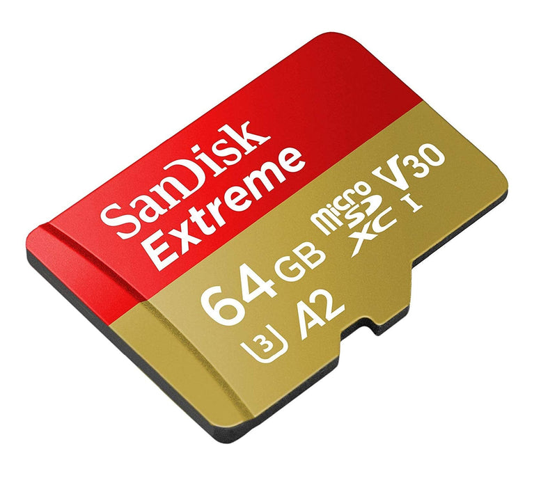 SanDisk Extreme V30 A2 64GB MicroSD Memory Card 4K SDXC Works with DJI Mavic Mini Drone Flycam Bundle with (1) Everything But Stromboli Micro Card Reader