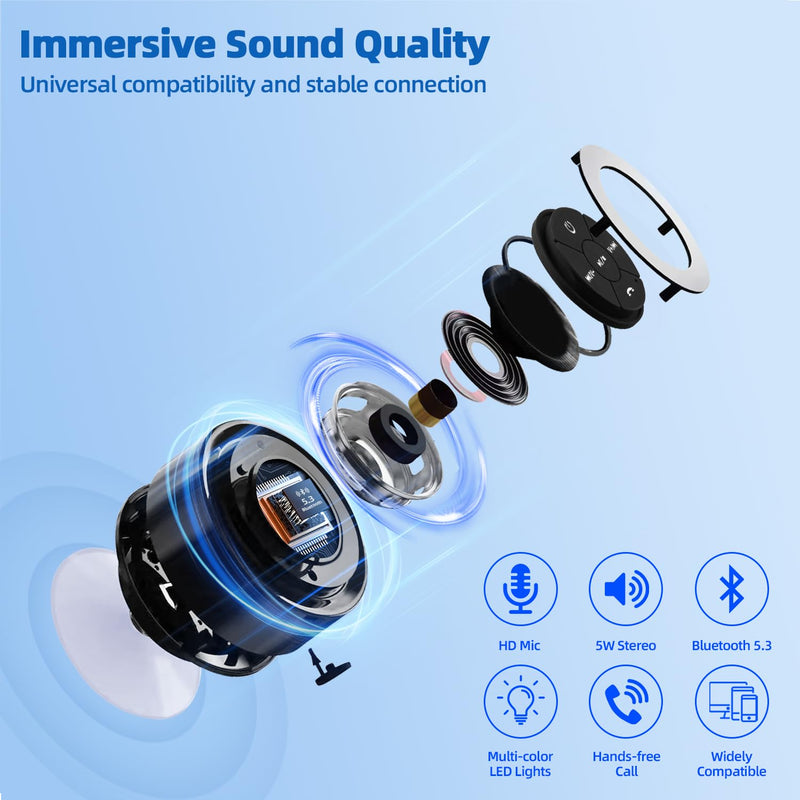 [AUSTRALIA] - Mini Bluetooth Shower Speaker with Suction Cup, Wireless Shower Speaker Bluetooth Waterproof, IP67 Floating Waterproof Bathroom Speaker, Ideal Gifts for Men Women Kids 