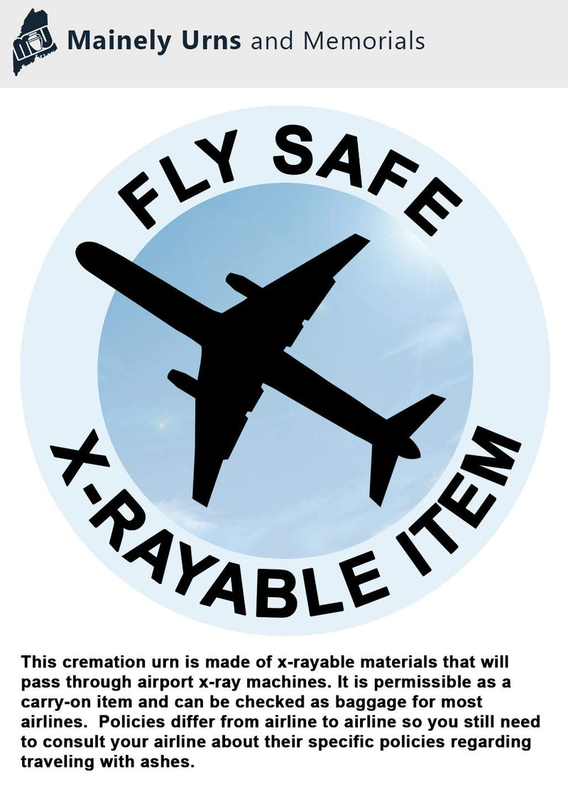 Mountain Themed TSA Approved Fly-Safe and Temporary Travel Cremation Urn Kit for Human Ashes - Airline and Mail Friendly - 200 Cubic Inch Capacity - Green Plastic Urn with Mountains Mailing Box Mountain