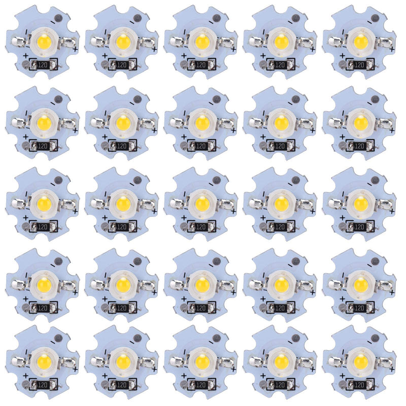 [AUSTRALIA] - Dioche LED Chip, Pack of 25 0.5W 5V High Performance LED Lamp Beads with Aluminium Plate for Flashlights, DIY Adjustment Lights, Headlights and Spotlights 