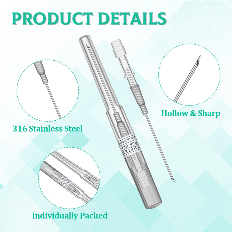 ATOMUS Catheter Piercing Needles - 10 Pieces 16G Hollow Needles for Ear Nose Belly Lip Piercing Stainless Steel Individually Packed Body Piercing Tool 16G 10pcs