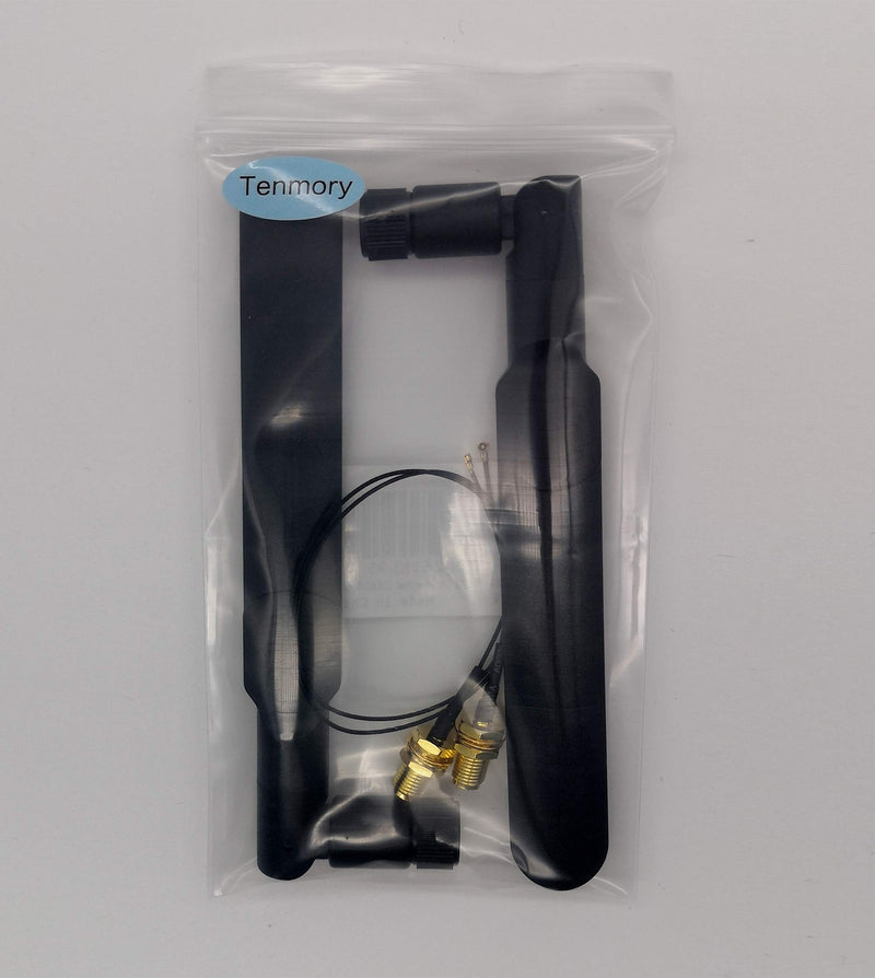 WiFi Antenna Dual-Band 8dBi RP-SMA Male MHF4 Cable Kit for M.2 NGFF Card | 2.4Ghz 5.8Ghz M2 Wi-Fi antenna kit. Includes antennas, UFL U.FL MHF4 to RP-SMA female extension cables