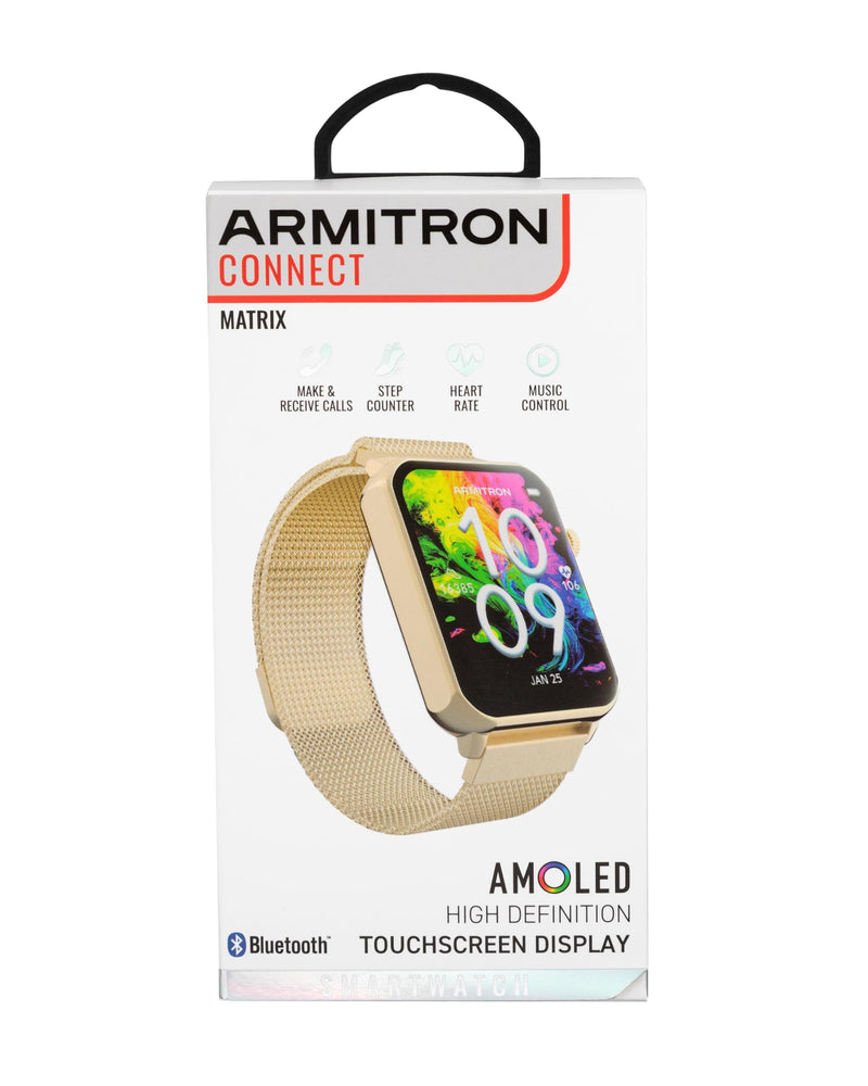 Armitron Connect Matrix Smartwatch, Health and Fitness Tracker, Sport Modes, Water Resistant and More Gold