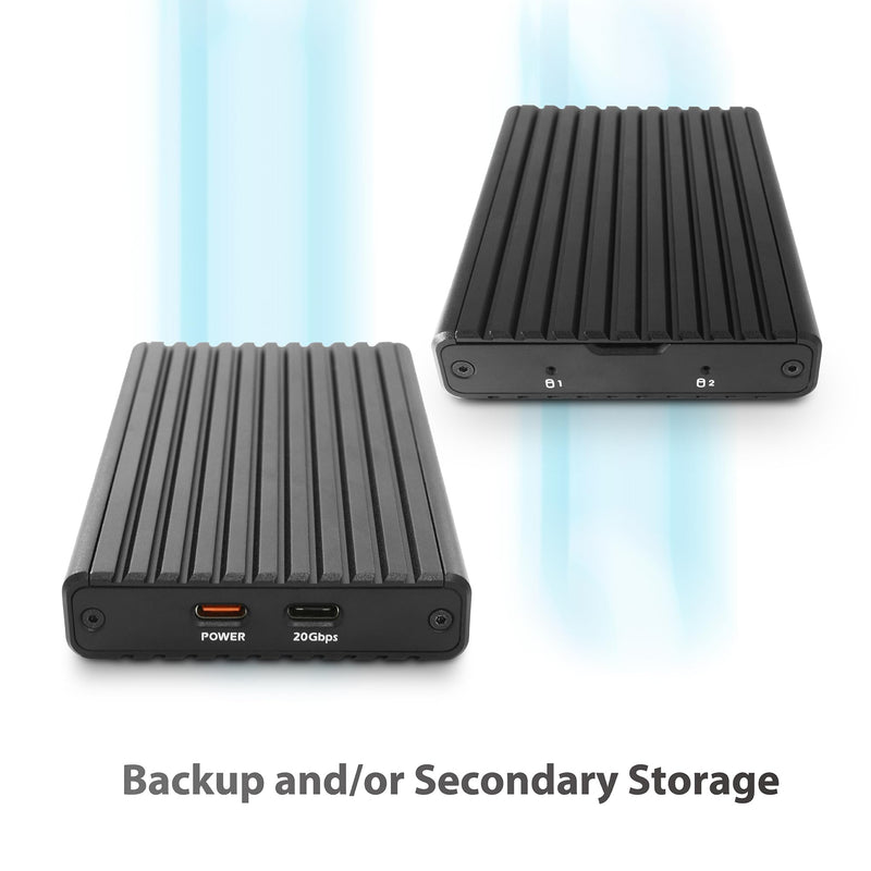 Vantec NexStar SX, USB 3.2 Gen2x2 (20Gbps), M.2 NVMe Enclosure only, USB C, Design for Two Modules Storage (NST-262C3)