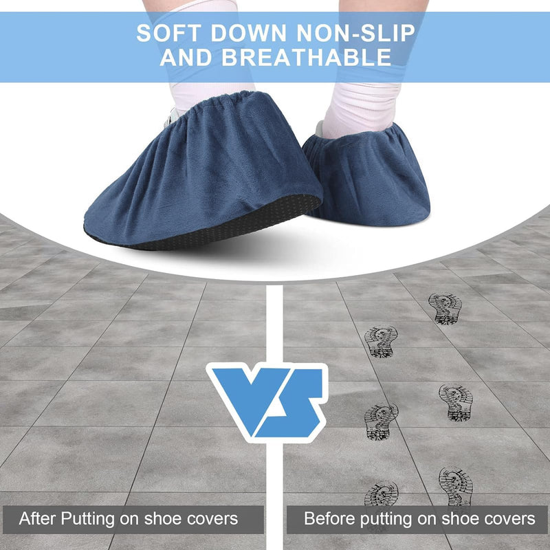 Wekuw Shoe Covers, 4 Pairs Thickened Overshoes, Reusable Overshoes, Non-Slip Overshoes, Washable Guest Shoe Covers, for Most Adults, Unisex (36-44, 4 Colours)