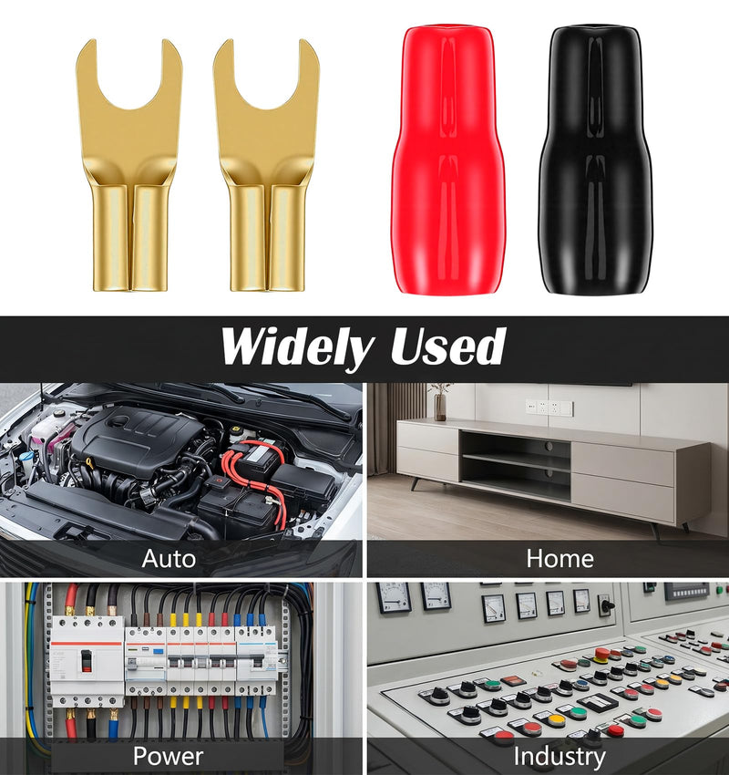 10Pcs 8 Gauge Wire Connectors, 8 Gauge Spade Terminalsr for Speaker Wire | 8 Gauge Spade Adapters, Insulated Spade Terminals Fork Adapters, Connectors for Car Audio, Easy Crimp Installation