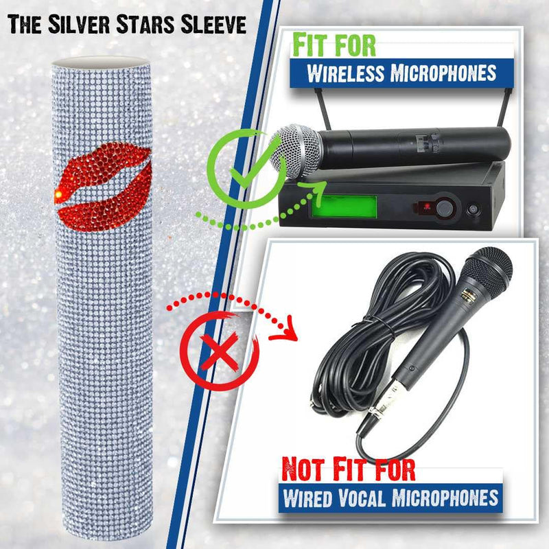 Mic Sleeve for Universal Wireless Microphone Handheld Glitter Shining on Wedding Party Live Tours TV Shows (Mic NOT Included)