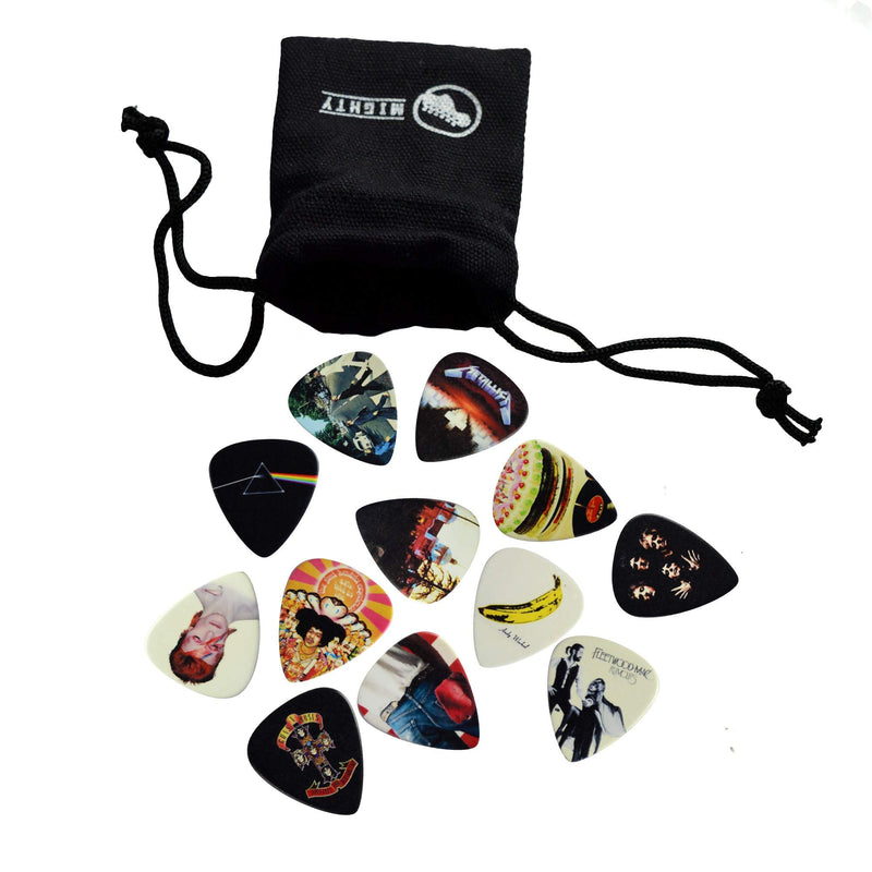 [AUSTRALIA] - 12 x Classic Albums Guitar Pick Set. Guitar Plectrums For Every Guitarist. Double Sided Printing. Picks Sized 0.46, 0.71, 0.81, 0.88, 0.96 And 1.2 mm Included (Set 1) 