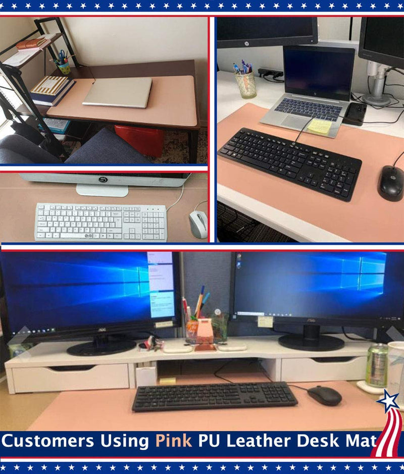 Desk Protector Blotter Pad on Top of Desks PU Leather Office Desk Writing Mat Computer Laptop Gaming Under Keyboard Mouse Pad Desk Decor Accessories Organizer for Women Men Kids Black 16 X 32 Inches 16'' x 32'' inch Midnight Black