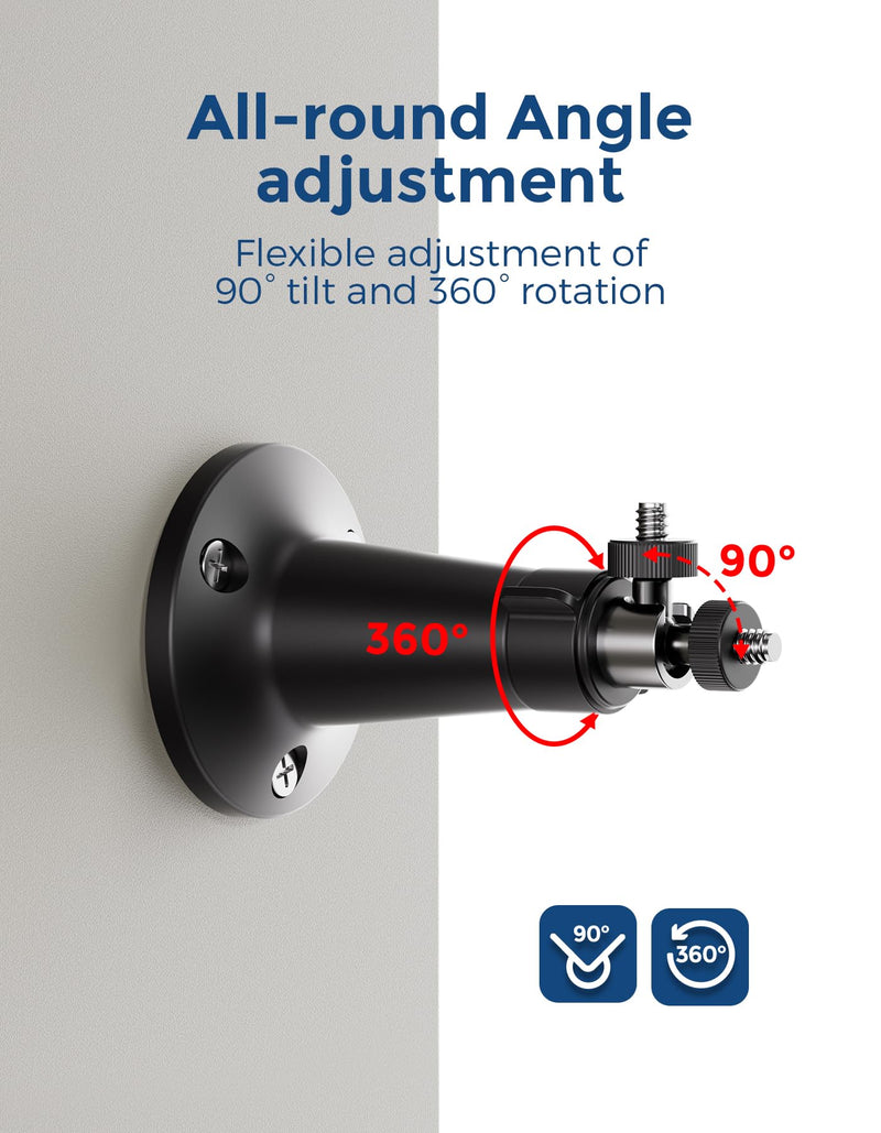 Arlo Camera Mount Compatible with Arlo Essential 1st/2nd/3rd Gen/Go 2/Arlo Pro/3/4/Pro 5S 2K/Pro (6th Gen)/Ultra/Ultra 2/Ultra (3rd Gen) & Ring Stick Up Cam (Battery/Plug-in), (2 Pack Black) 2 Pack