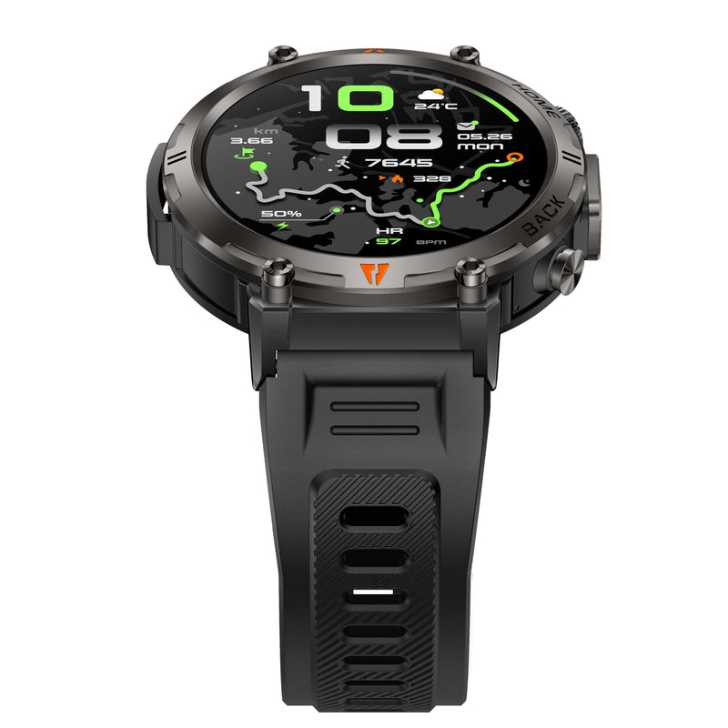 Military Smart Watches for Men Built-in GPS LED Flashlight Smartwatch | Rugged Tactical Smart Watch 3ATM Waterproof Compass Calls 530mAh Battery Fitness Tracker with HR/Sleep Monitor iOS Android KE3P Black