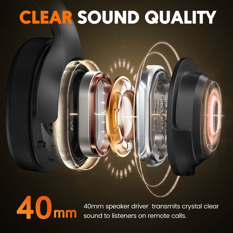 EKSA Trucker Bluetooth Headset with Microphone, 164ft Wireless Headphones with AI Noise Cancelling(ENC), 57Hrs Worktime, Truck Drivers Headset with Mute Button for Cell Phone PC Home Office Work H1