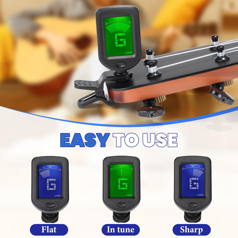 Boao 10 Pcs Guitar Tuner, Clip on Tuner with Chromatic Modes, Digital Electronic Clear LCD Display, 360 Degree Rotation for Acoustic/electric Guitar, Ukulele, Bass, Violin, Banjo, Mandolin