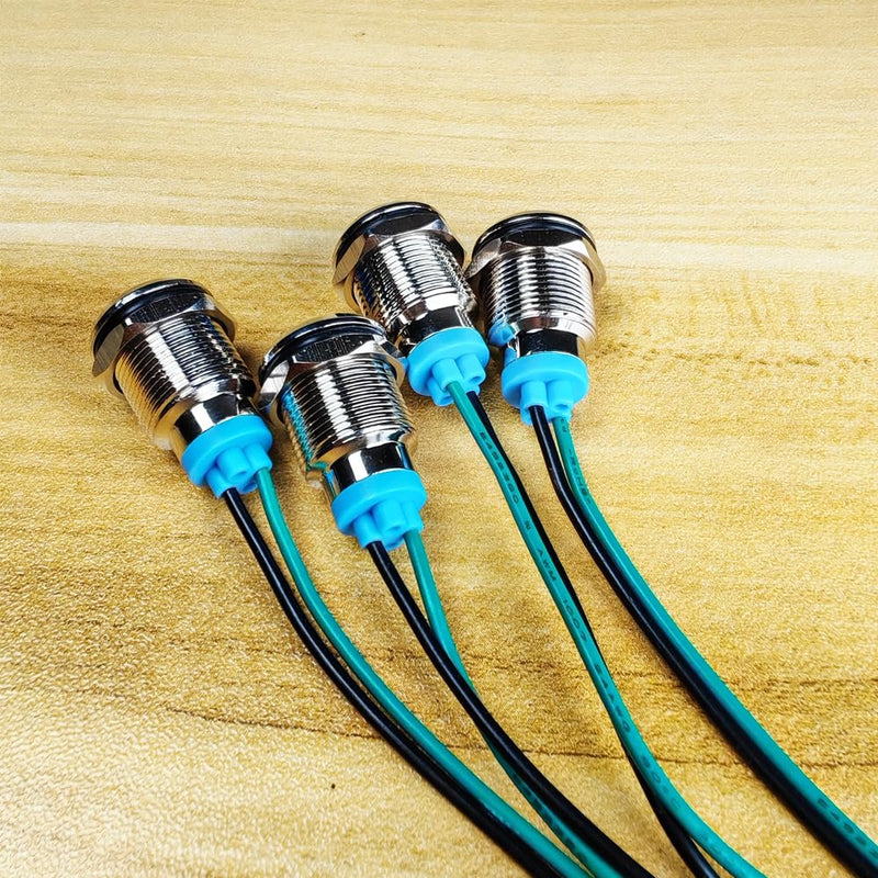 4pcs 12mm 3V-4.5V-5V-6V-7.5V-9VDC LED Metal Indicator Light Waterproof Signal Lamp Pilot Dash Directional Car Truck Boat with Wire(Green) Green