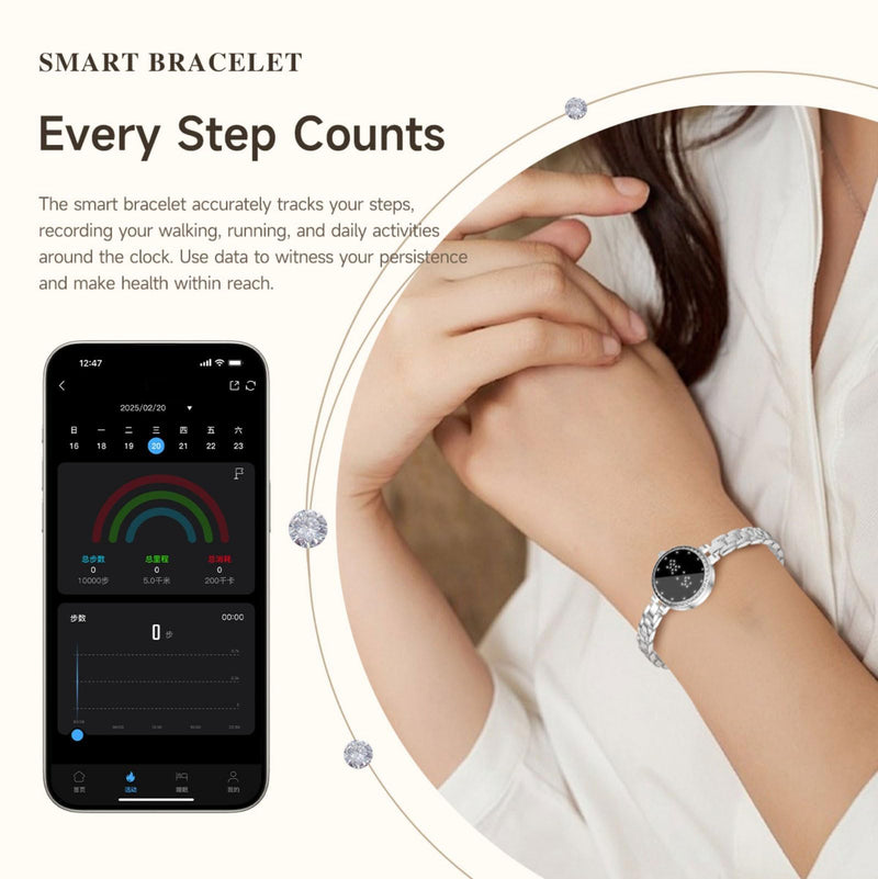 Smart Watches for Women Elegant Fitness Tracker Heart Rate Sleep Tracker Menstrual Cycle/Message/Call Reminder Remote Camera Sports Modes Smartwatch for Ladies iOS/Android silver