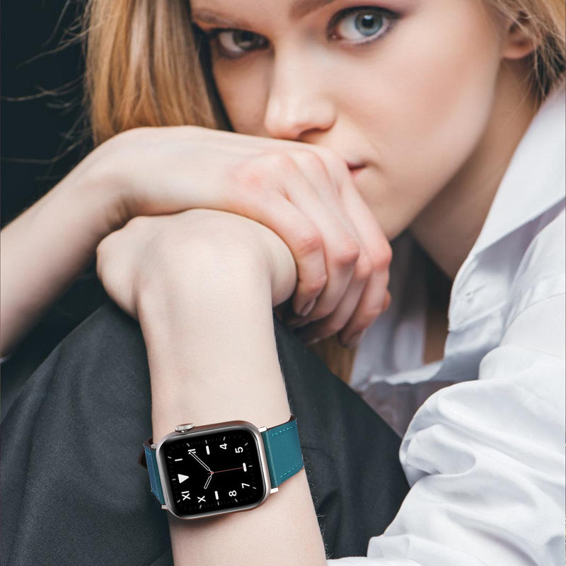 Premium Italy Leather Bands Compatible with Apple Watch Band 40/38/41/42/44/45/46/49mm, Soft Leather Watch Replacement Band for Watch Series Ultra SE 10 9 8 7 6 5 4 3 2 1 for Women Men(pack of 2)