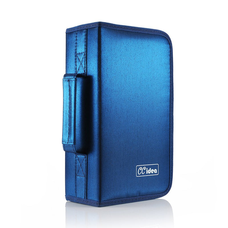 CCidea CD Case DVD Storage Holder, 128 Capacity DVD Cases Organizer CD Plastic Protective Carrying Binder,Portable Cd Wallet for Home Travel (Blue) L11 xW 6 x H3.5 INCH Blue