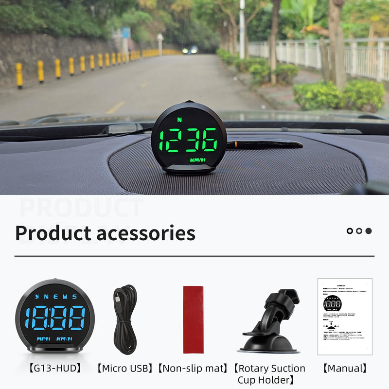 GPS Speedometer HUD, Head Up Display for Cars with Digital Speedometer for Car MPH, Travel Direction Function,Clock,and Overspeed Alarm, Fatigue Driving Alarm,Car Heads Up Display for All 5V Vehicles