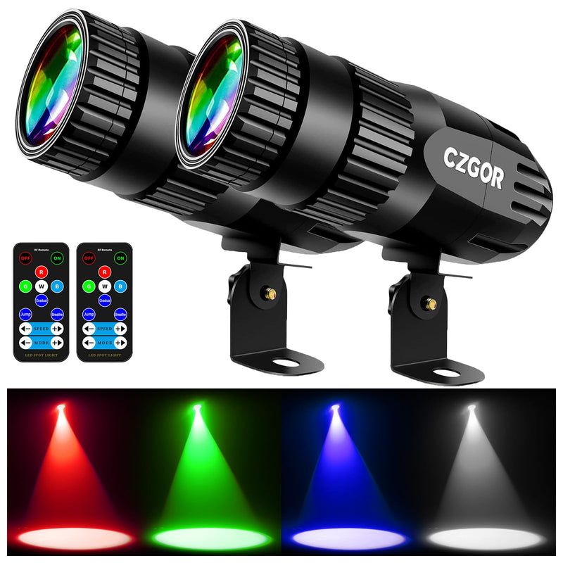 Led Pinspot Light 2 Pack, Czgor Disco Ball Spotlight 15W RGBW 4 in 1 Mirror Ball Lights with Remote Control Super Bright LED Pin Spot Light for Parties DJ Club Bar Wedding Medium 2.0