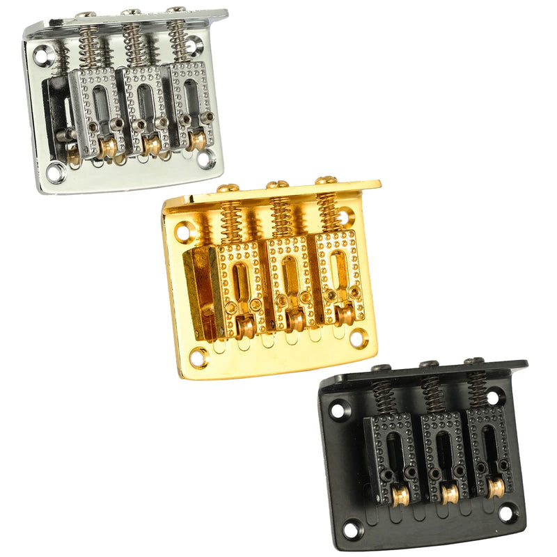 3 String Cigar Box Guitar Bridge, Electric Guitar Bridge Tailpiece Top Load Fixed Hardtail Saddle Cigar Box Guitar Parts, Black