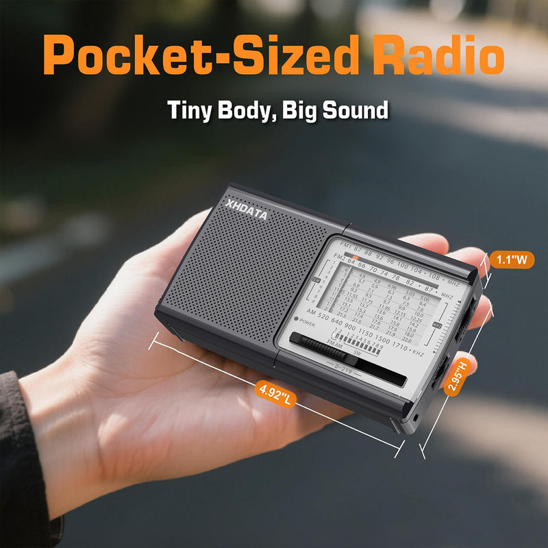[AUSTRALIA] - XHDATA D219 Radios Portable Am Fm with Strong Reception Compact Design, Small Battery Operated Transistor Radio(AA) Clear Sound Speaker Earphone Jack Ideal Gifts for Elder, Family, Outdoor, Gray Grey 