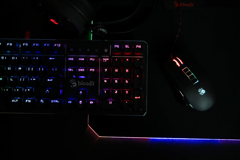 Bloody Gaming RGB LED Gaming Mouse Pad Soft Cloth Surface – Low Friction Surface Ideal for Accuracy, Speed & Control - 10 RGB LED Zones - Waterproof - Non-Slip Rubber Base - Medium 14" X 10" - MP-60R