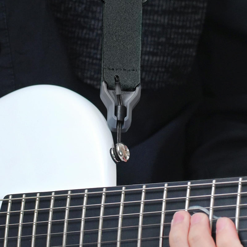 enya Magnetic Strap for Guitar, Bass, and Ukulele - Quick Release, Single-Hand Adjustable, with Leathery Texture Black