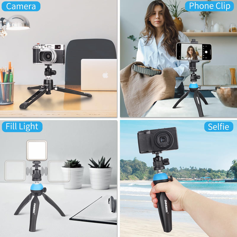 Mini Ball Head-INNOREL C19 Mount Tripod Head-CNC Metal Low Profile Ballhead 360° Pan 90° Tilt Tripods Mount with 3/8" to 1/4" Adapter Ballheads, Max Load 6.61 lb/3kg for Phone/DLSR Camera/Mini Holder
