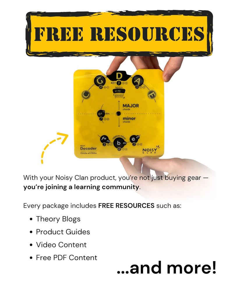 Circle of Fifths Wheel Tool with Built-In Stand - Back to School Music Learning Tool - Music Theory Chord & Key Decoder - Learn Progressions, Scales & Keys - Tool for Guitar, Piano, Ukulele & more Yellow