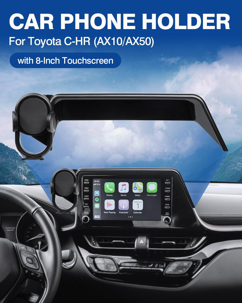 Autorder Custom Fit for Car Phone Holder 2019-2022 Toyota C-HR CHR Accessories Phone Mount with Dash Organizer 8" Screen Cell Phone Automobile Cradles Hands-Free 360 Degree Rotation Toyota C-HR 2019-2022 2019-2022 Toyota C-HR 8-inch