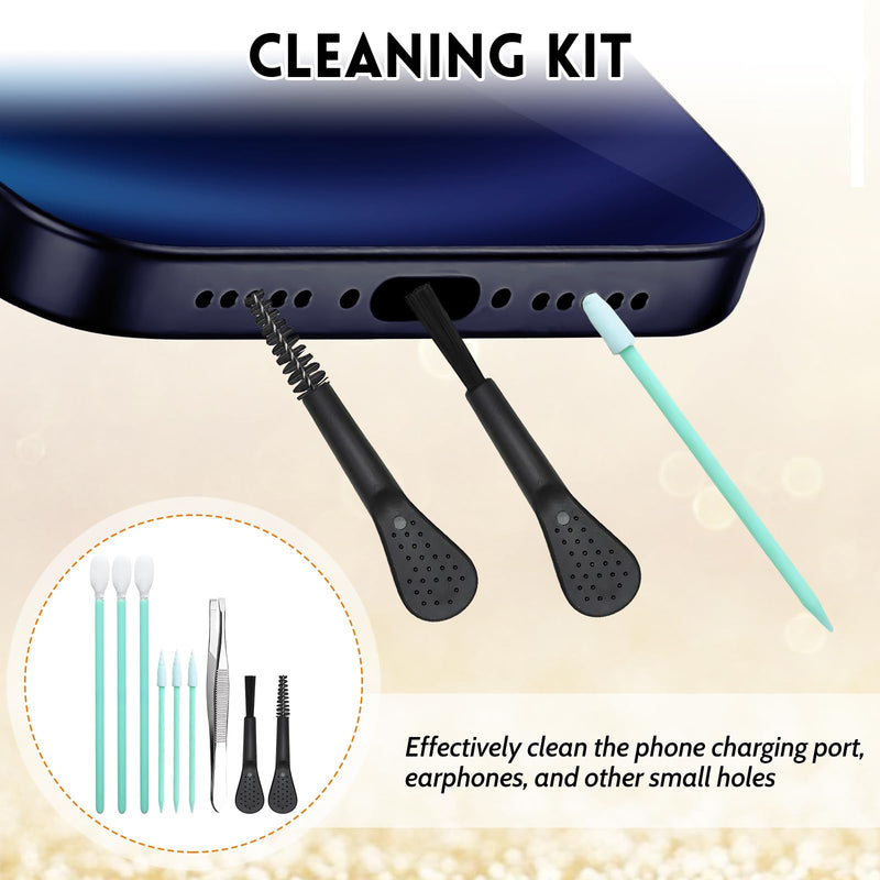 Mobile Phone Speaker Metal Dust Mesh for iPhone 17 pro max, Charging Port dust Plug, Cleaning Brush Cleaning Tool Set (Dark Blue)